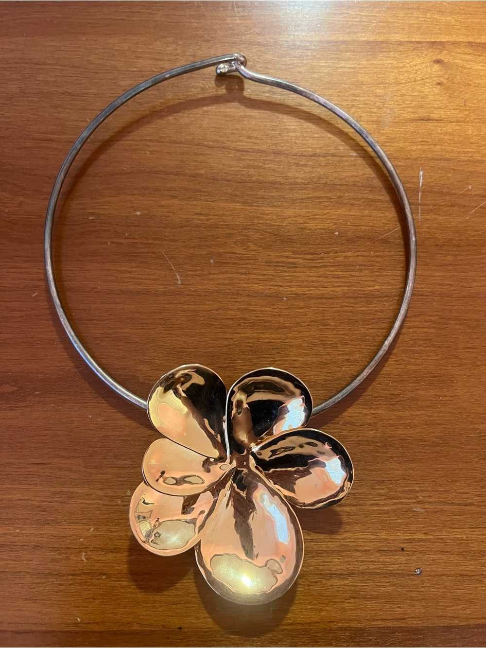 Robert Lee Morris RLM bronze maximalist neck ring necklace with large flower